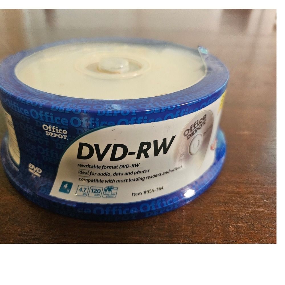Office Depot DVD-RW 25 Pack Spindle 4.7GB 4x Speed Rewritable Discs 955-784